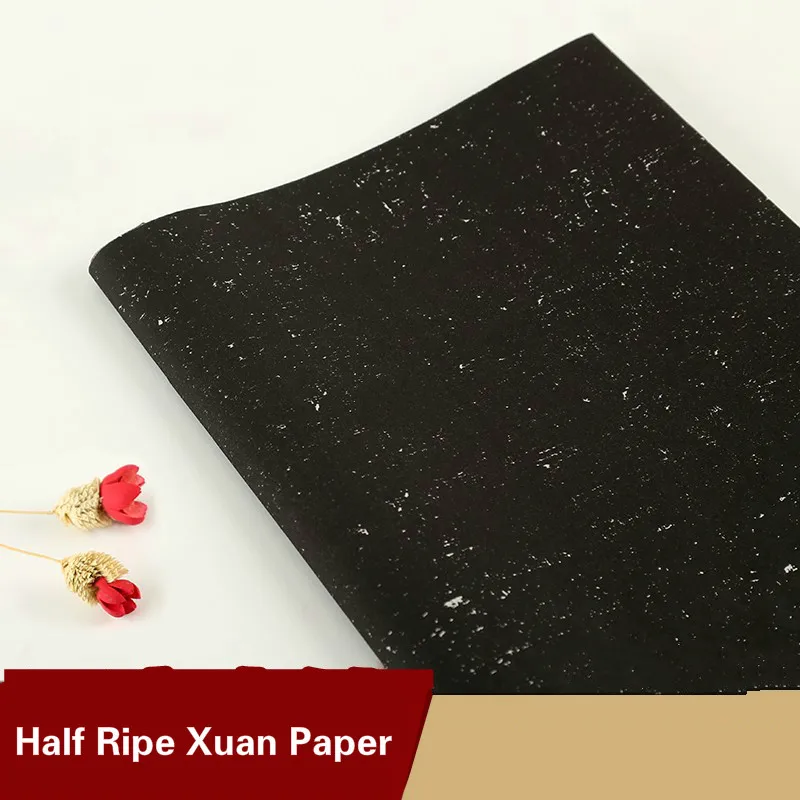 Imagem -02 - Batik Preto Xuan Papel Rijstpapier Caligrafia Pintura Criação Especial Chinês Arroz Papel Meio Maduro Caligrafia 10 Peças