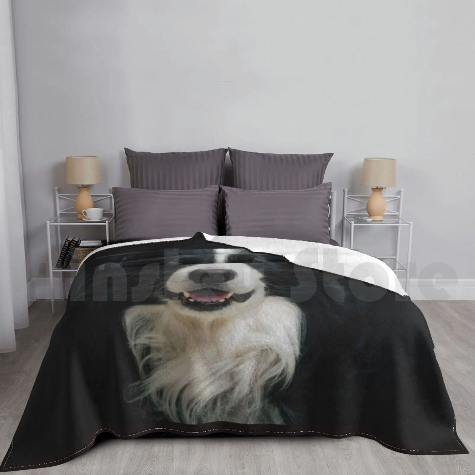 Dog Border Collie Blanket Fashion Custom 35 Wolf Wolfs Dog Dogs Signs Friends Companions Animal