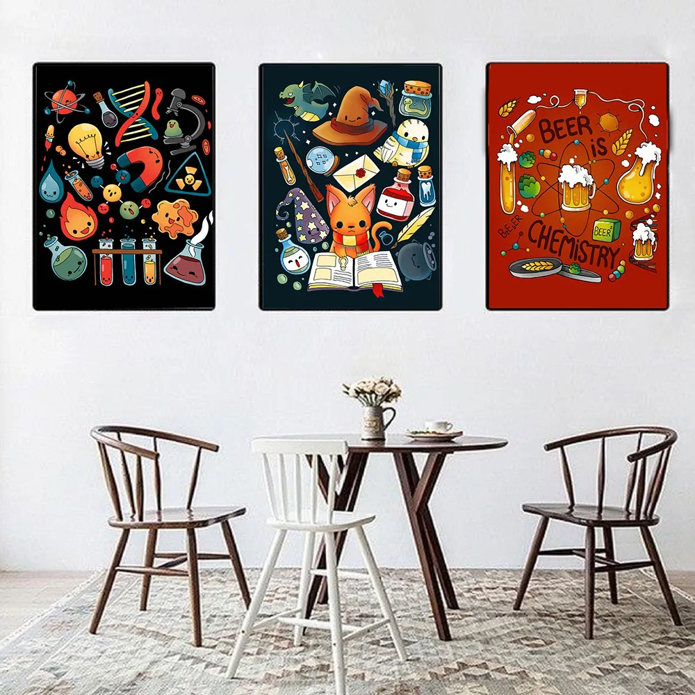 العلوم الغذاء الملصقات يطبع البيرة هي الكيمياء الرجعية شرب قماش اللوحة الحديثة جدار صور للمطبخ مطعم ديكور المنزل