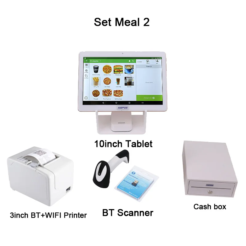 New Arrival 10 inch Touch Screen Tabelt PC POS Cash Register All in One for For Supermarket HS002