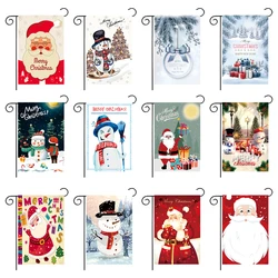 Christmas Garden Flag Double Sides Flax Santa Claus Outdoor Home Decoration Banner Flags Xmas Gift New Year Navidad Hanging Flag