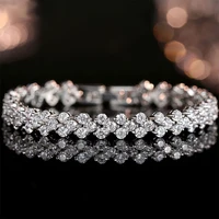 Bracelet en diamant Moissanite de laboratoire romain en or blanc 14K, Bracelets de fiançailles et de mariage pour femmes, bijoux de mariée 1