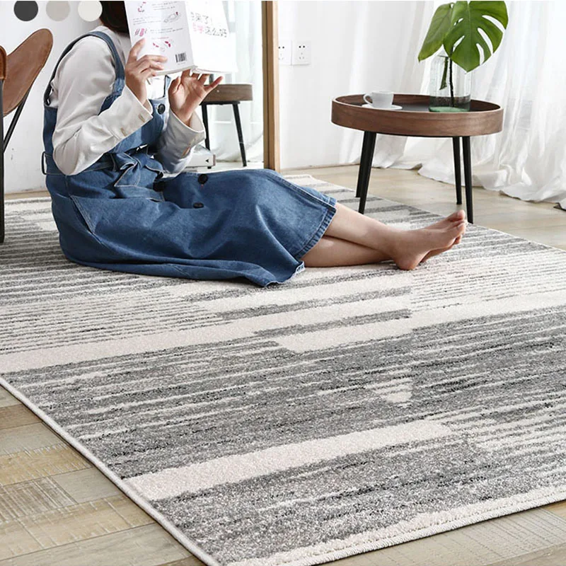 Modern Gray Striped Carpet for Bedroom, Thick Coffee Table Rug, Study Floor Mat, Large Soft Carpet, Brief Nordic Style