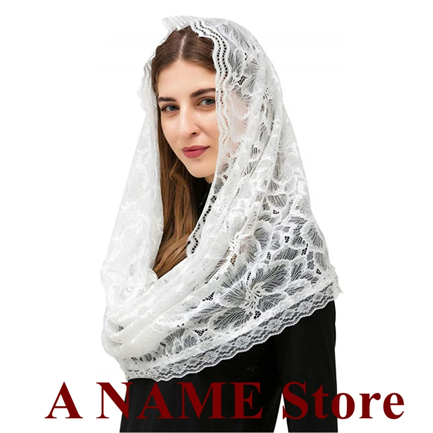 Black Ivory Round Women Lace Mantilla Catholic Vintage Veils for Church Headcovering Wrap Velos Novia Negra Voile Mantille 11705