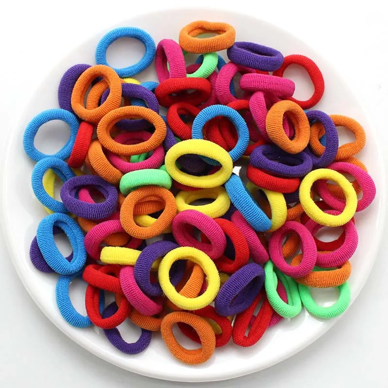 

50/100 Pcs/lot 2.5CM High-elastic Kids Candy Color Hair Rope Elastic Scrunchie Hair Bands Mini Hair Rings Rubber Band for Girls