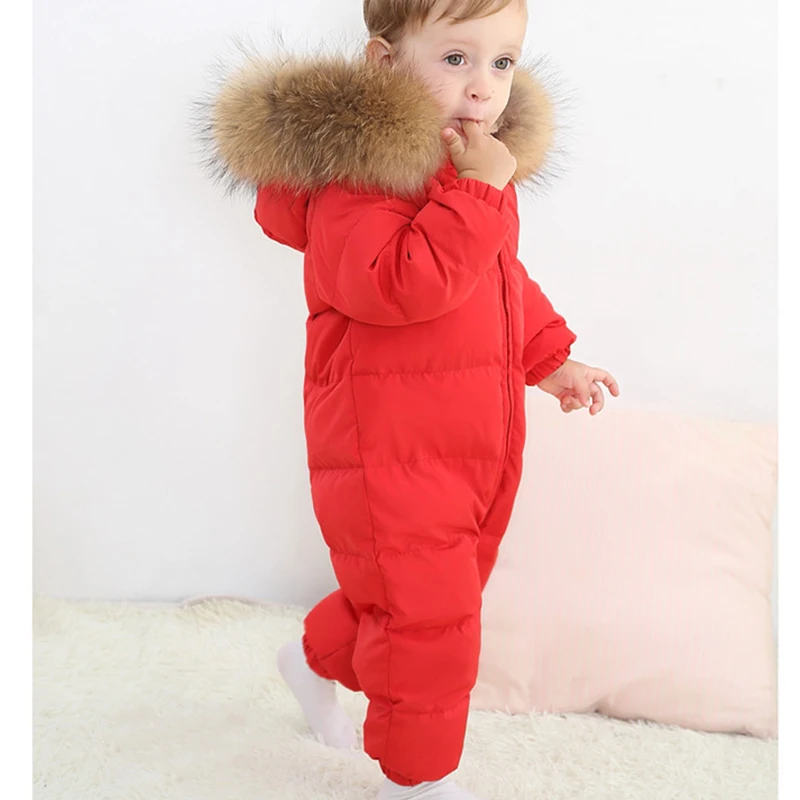 -30 Degrees Winter Newborn Siamese Down Jacket Waterproof Down Jacket For Boys Girls Thickened Cold-proof One-piece Romper Down