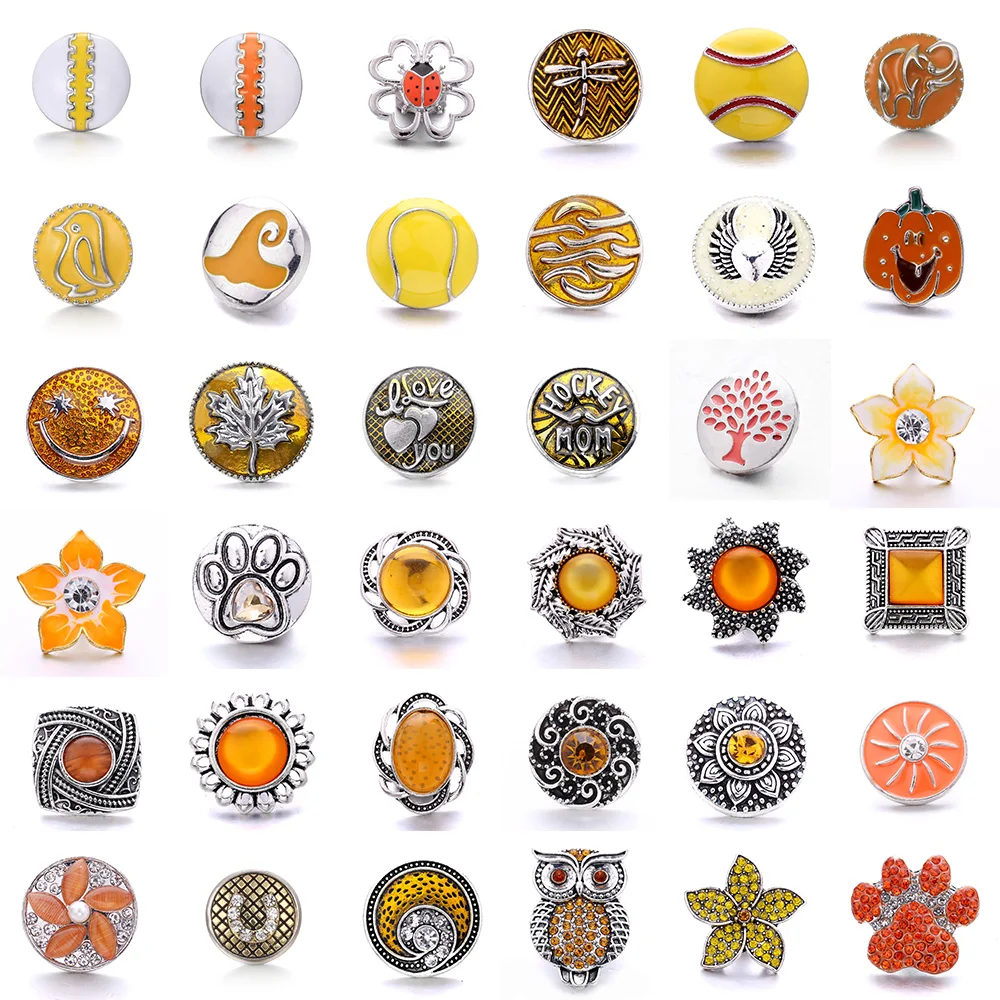 5pcs/lot New White Snap Jewelry 18mm Snap Buttons Animal Owl Butterfly Elephant Ginger Button Charm Women Fit Snap Bracelet