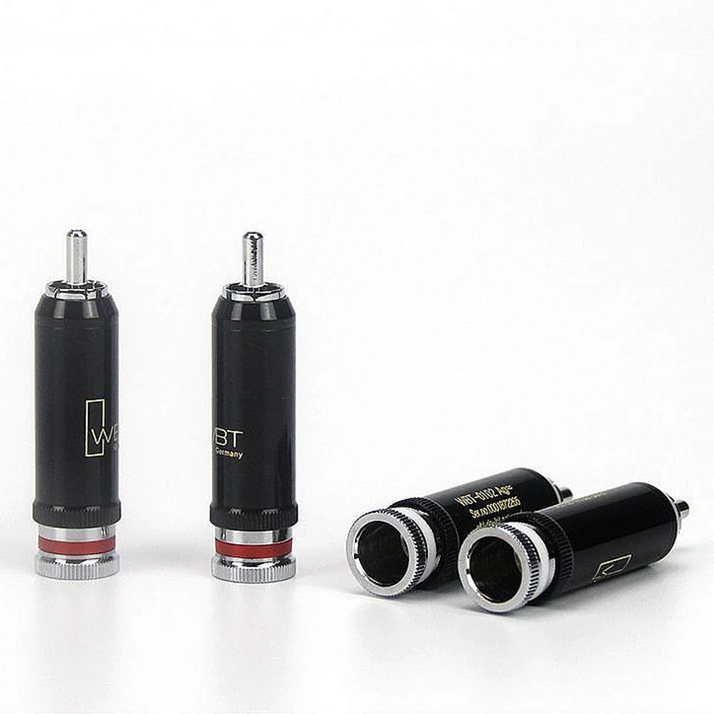 HiFi WBT-0102 silver plated brass rhodium RCA plug lock welded audio / video plug connector TV tuner output plug hi fi DIY