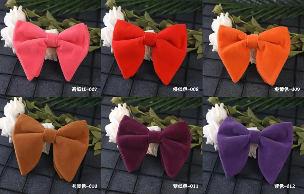 

New Double-Layer Velvet Men Bow Ties Solid Color Tie Adjustment Velvet Necktie Cravat NO: 02