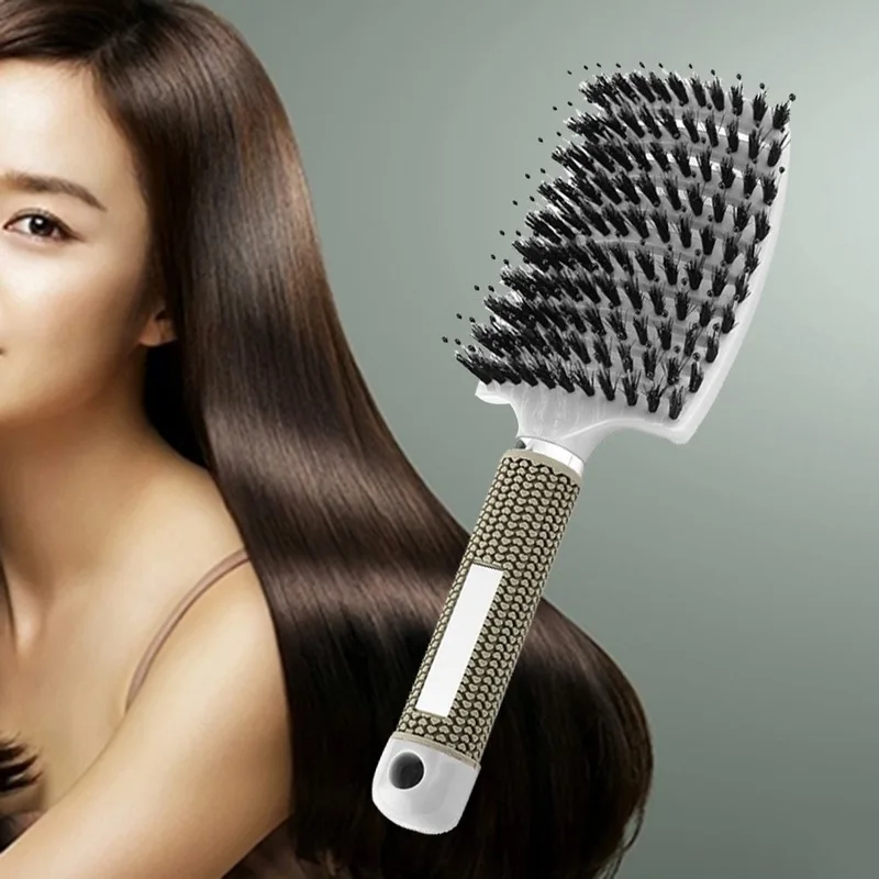 Pig bristles cleaning big comb hair hair brush hair tools hairdressing mane big curved combs