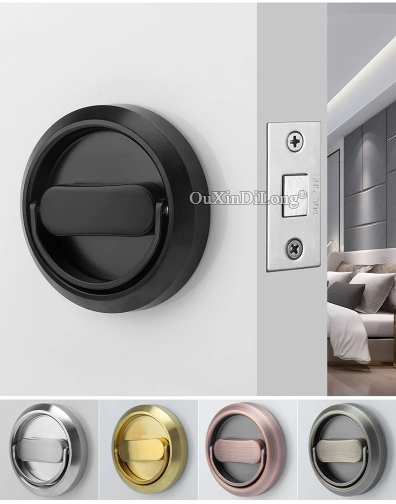 

Brand New European Invisible Door Locks Background Wall Private Room Hidden Pull Ring Door Knobs Lock with Keyhole and Key