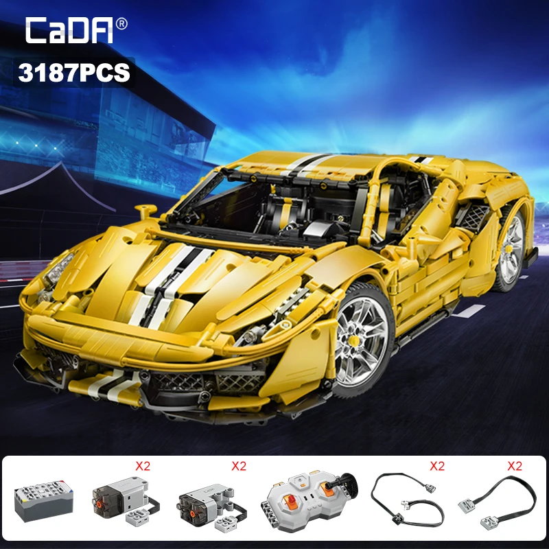 Cada 3187PCS City Drift Racing Car Building Blocks Remote Control Super Sports Vehicle Bricks Children Boys Gifts Toys