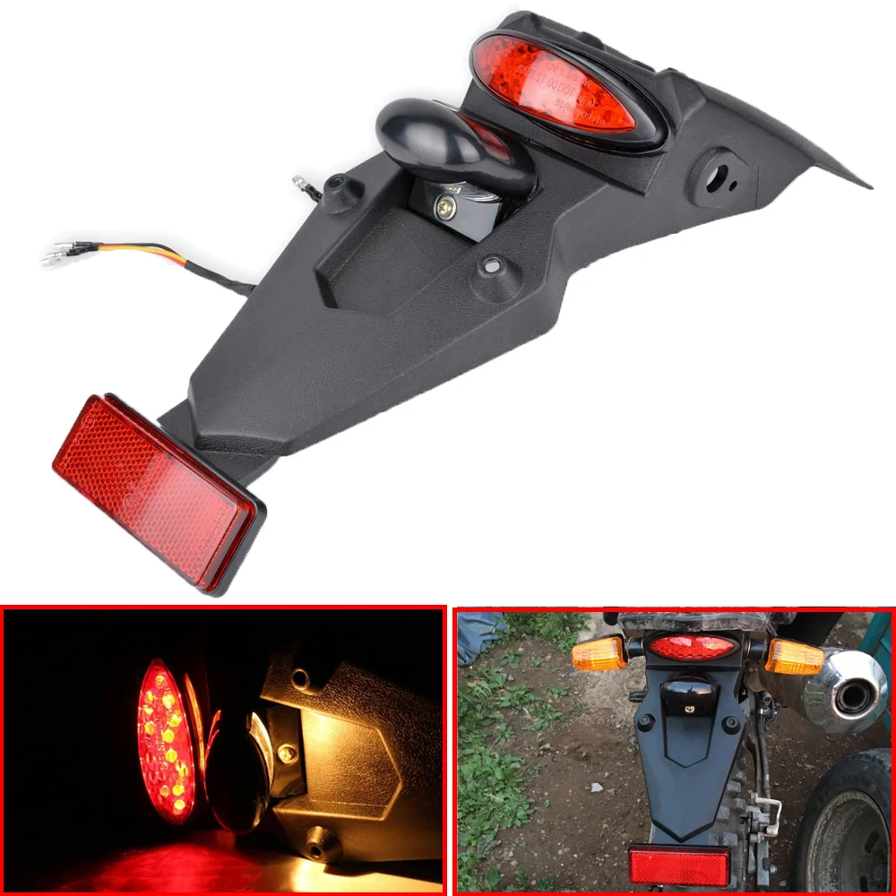 Motorcycle Taillight Brake Stop Lights LED Fender Universal Motorcycle Dirt Bike LED Mudguard Tail Stop Tail Brake Light