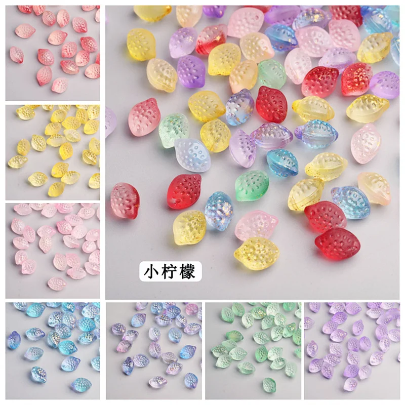 10/30Pcs Lemon Shape Lampwork Glass Beads 10*14mm Multicolor Loose Beads For Earrings Jewelry Making Handmade DIY Accessories