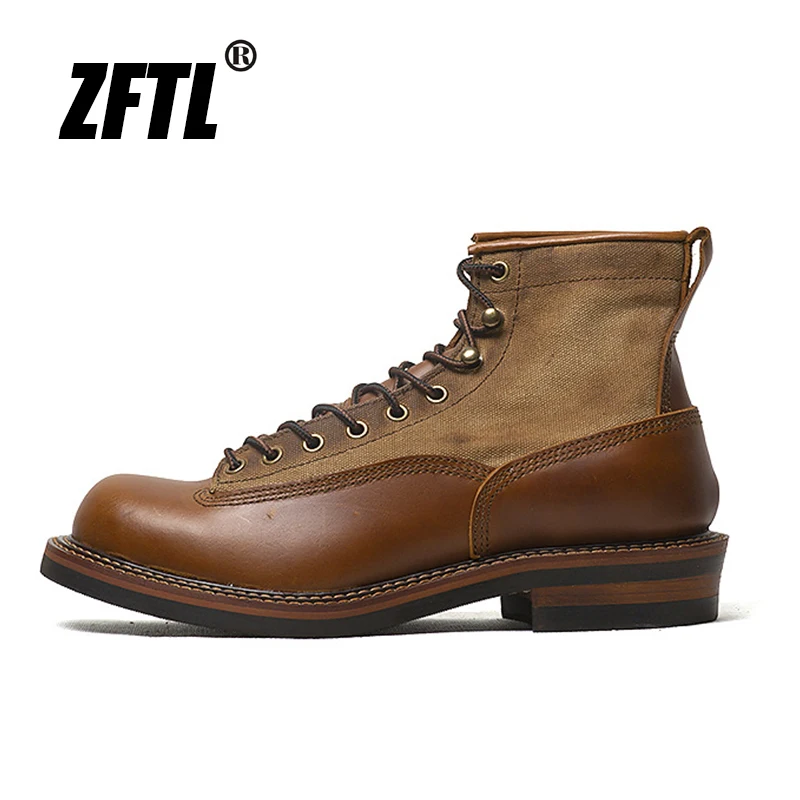 ZFTL Basic Boots Men\'s Vintage Tooling Boots All match British style high-top shoes Man Casual Lace up Retro Couple boots 2023