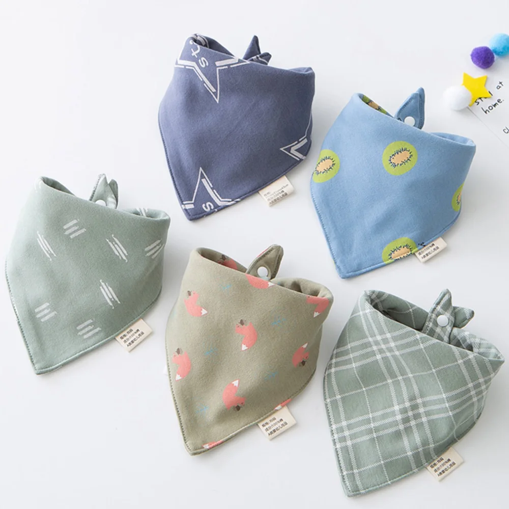 5 Pieces Baby Bibs Cotton Triange Scarf Infant Eating Food Burp Cloth Saliva Towel Bandana Bibs Newborn Stuff For Boy Girl