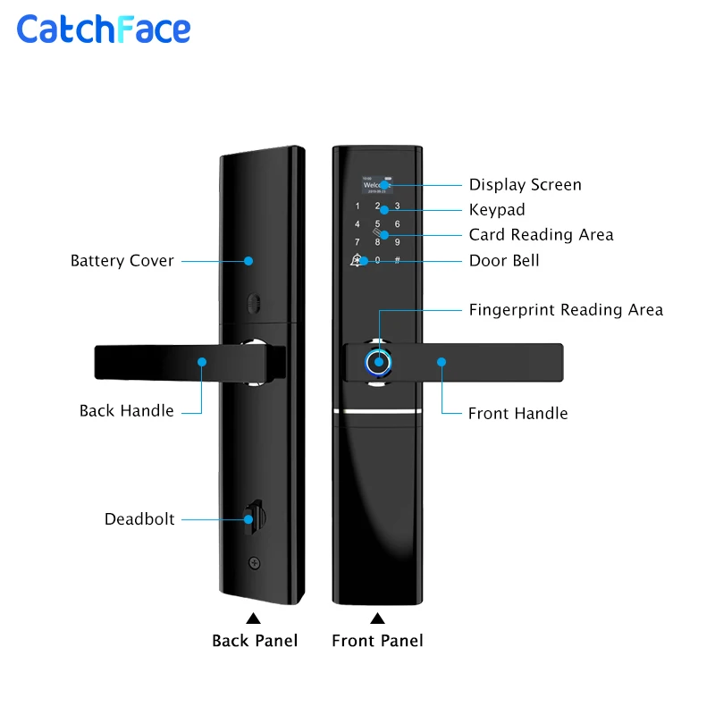 Tuya Fingerprint Smart Door lock  Wifi Code RFID Card Key Digital Electronic Lock with Doorbell Deadbolt Lock For Home Security