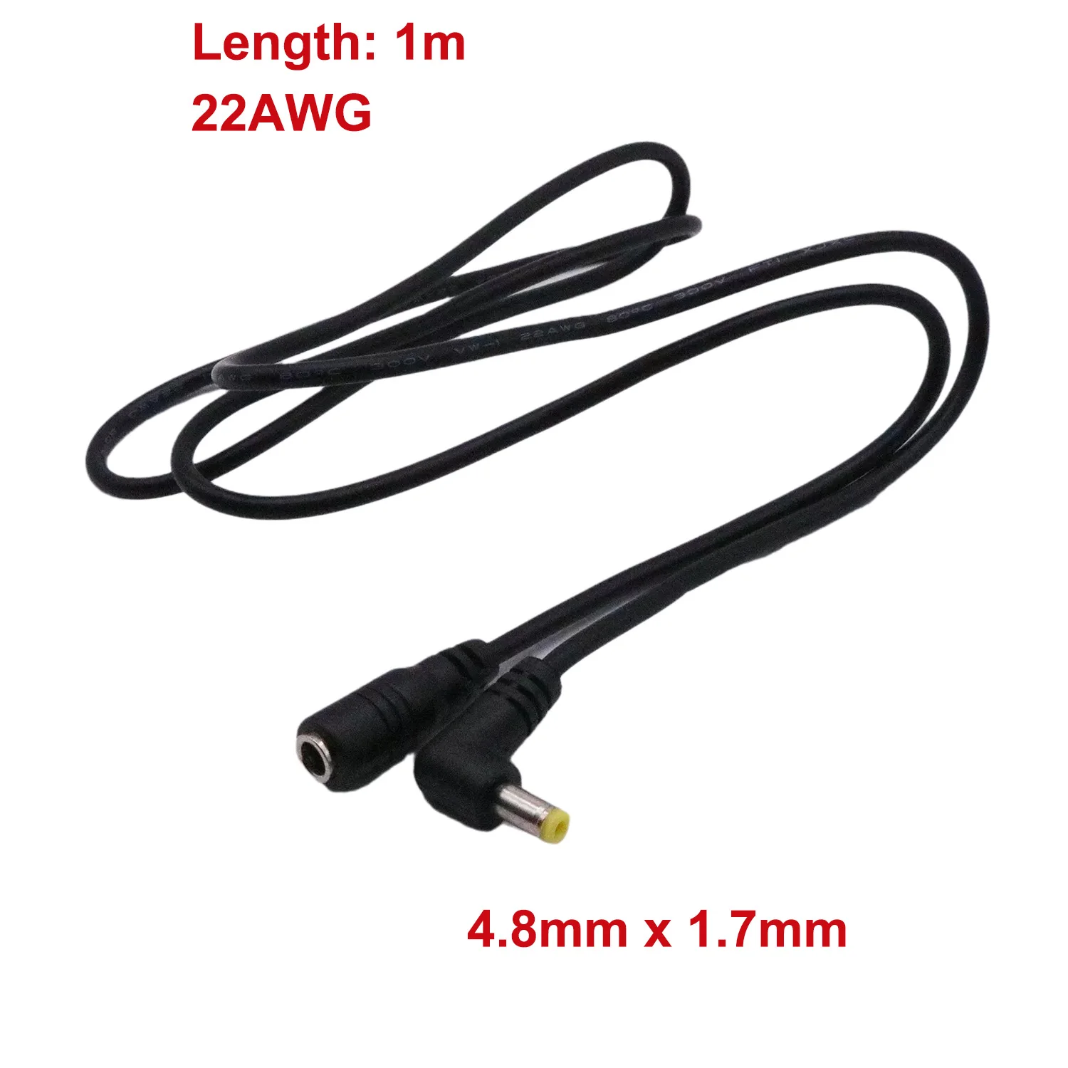 DC Power 4.8mm x 1.7mm Male Right Angle To 4.8mm x 1.7mm Female Extension Adapter Connector Cable Cord