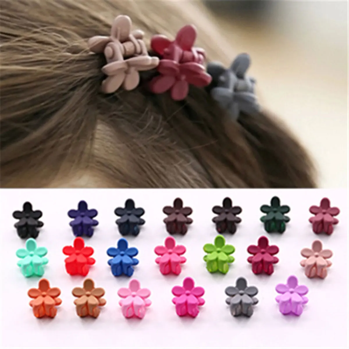 Mixed Shape Mini  Small Hairpin Resin Hair Clips Findings Mixed Color Flower 15mm X 12mm 20 PCs/Pack