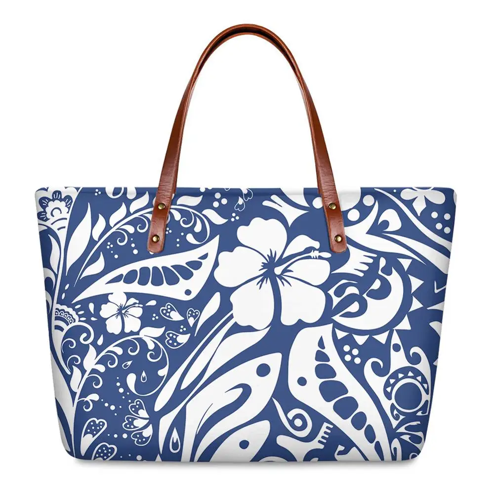 

ELVISWORDS Luxury Lady Handbags Polynesian Printing Flower Party Totes Bags For Women 2020 New Shoulder Bags Girl Handbag Bolsa