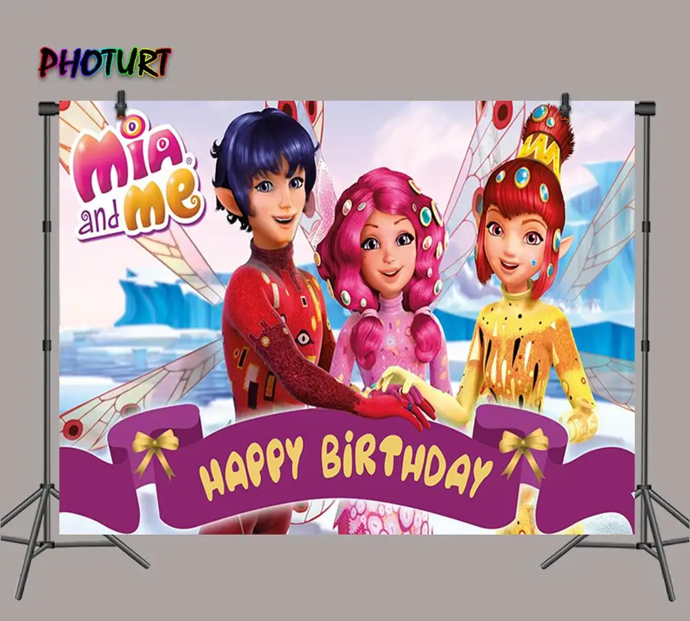 PHOTURT Mia and Me Photography Backdrop Kids 1st Birthday Party Girl  Background Hot Cartoon Vinyl Photo Banner Props