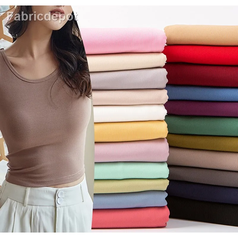 Knit Elasticity Rib Stretch Summer Fabric for Sewing Dresses Clothes DIY Handmade By Half Meter