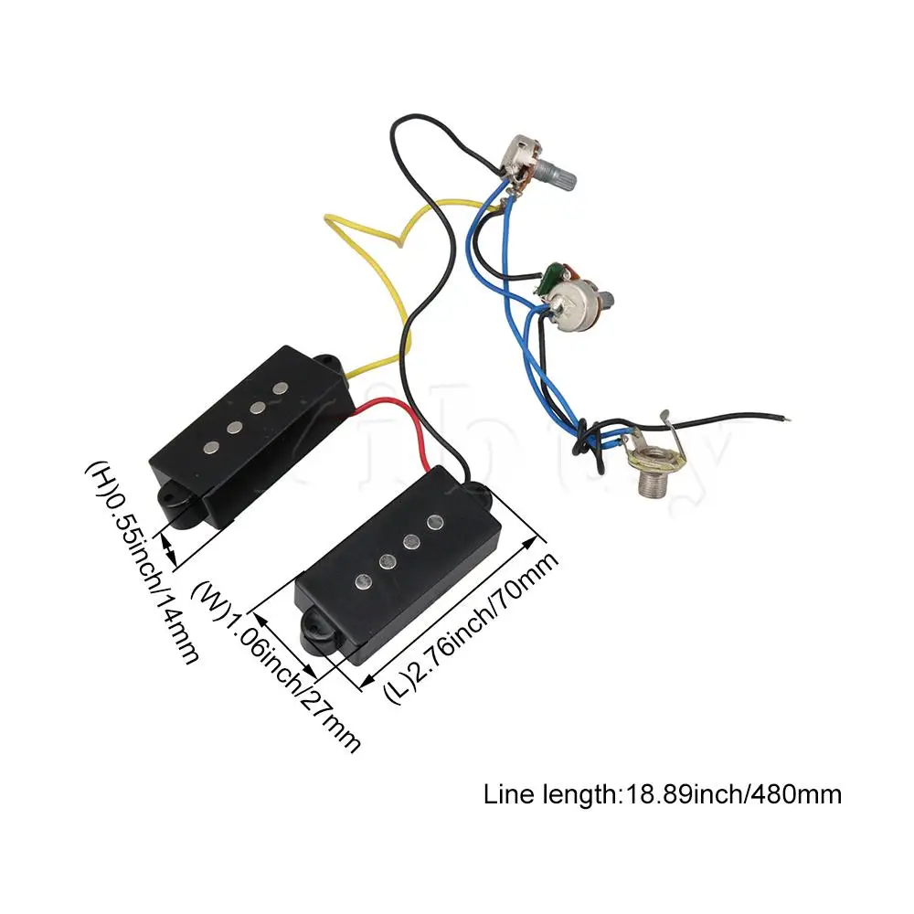 Yibuy Prewired PB Bass 4-string Electric Guitar Neck and Bridge Pickups Set