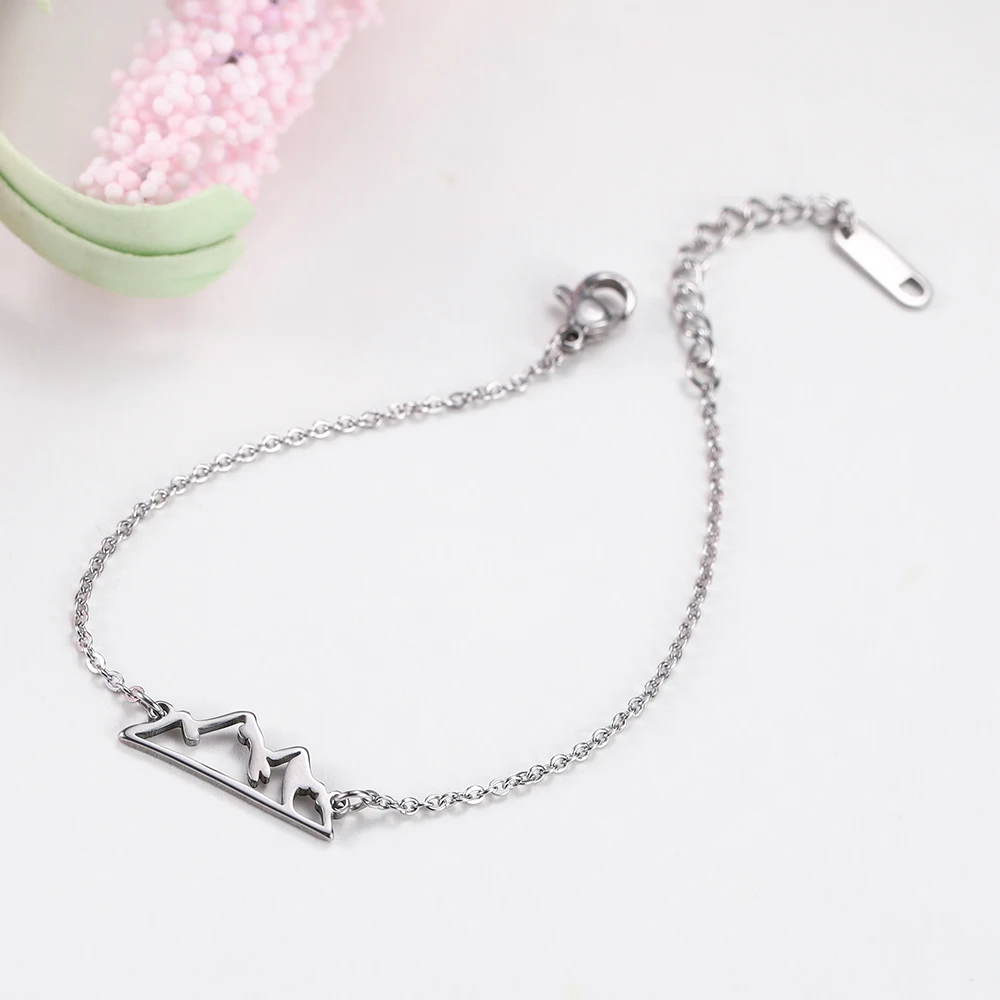 Cazador Trendy Stainless Steel Mountain Charm Bracelet for Women Peak Couple Bracelet on Hand Jewelry 2024 Gift Wholesale New