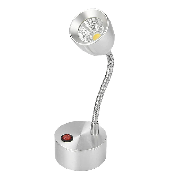 Soft Pipe 5W LED COB Picture Light Table Adjustable Reading Spot Lamp On/Off Button Battery-Powered Exhibition Cabinet