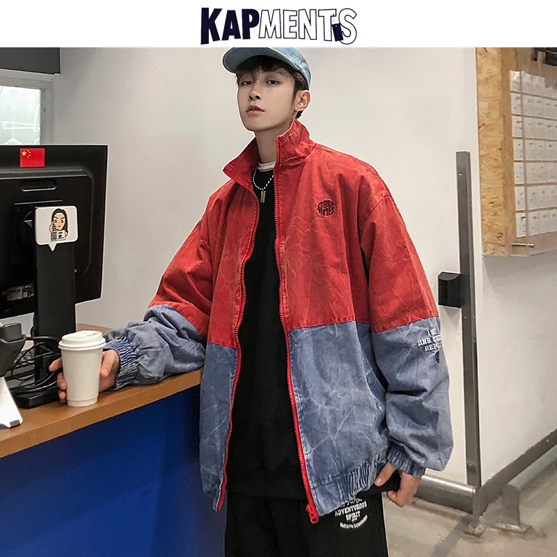 

KAPMENTS Men Oversize Patchwork Jackets Windbreaker 2023 Man Streetwear Harajuku Kpop Coats Couple Korean Fashion Bomber Jackets