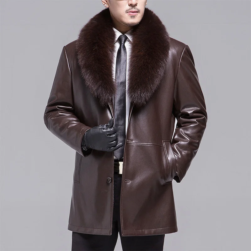 Winter 2022 Mens Clothing Sheep Leather Jacket Coat Parka Real Fur Male Long Plush Thick Over Sheepskin Jackets Large Size M-5XL