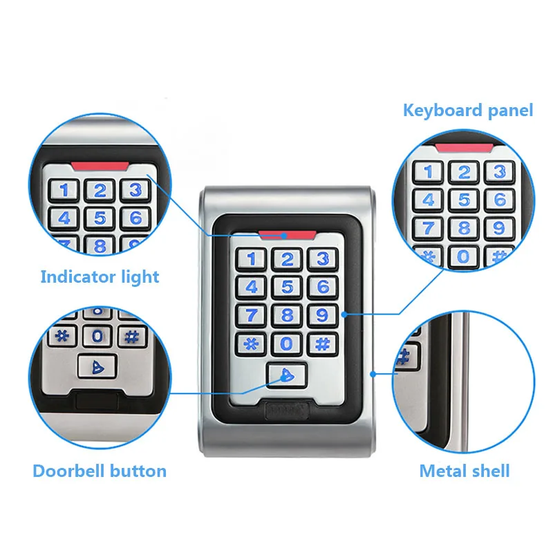 Door Access Control System Kit IP68 Waterproof Outdoor RFID Access Control Keypad + Electric Magnetic Strike Lock