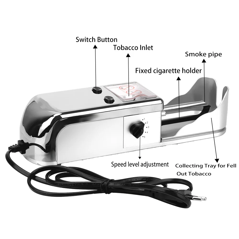 Tobacco Roller Smoking Tool Herb Tobacco Roller Electric Automatic Cigarette Rolling Machine DIY Pipe Injector EU Plug