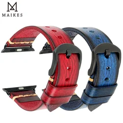 Handmade Watch band For Apple Watch Series 7 6 SE5 4 3 iWatch 45mm 41mm 44mm 40mm 42m 38mm Vintage Cow Leather Strap