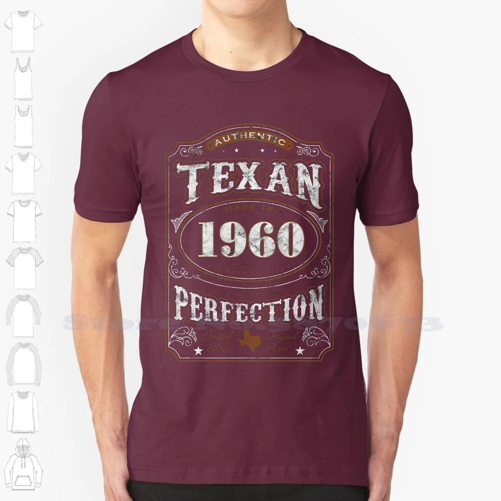 58th Birthday Gift T Shirt-Authentic Texan 1960 Aged To Perfection Brand T Shirt Men Hot Sale Fashion