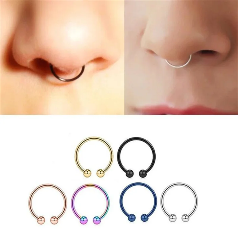 New Medical Titanium Punk Clip on Fake Piercing Body Nose Lip Rings Unisex Nose Ring Women Septum Piercing Jewelry