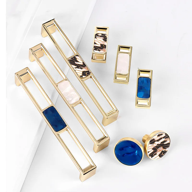 European Furniture Door Handles Zinc Alloy Drawer Pulls Handles and Knobs for Kitchen Cabinets Nordic Marble Vein