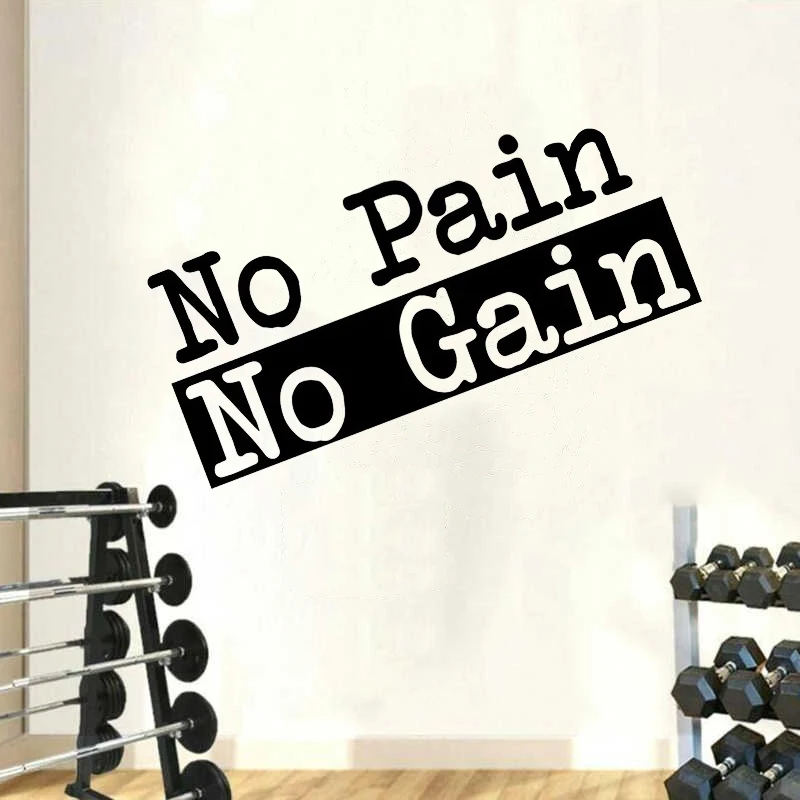 Wall Decals No Pain No Gain Sign Quotes Stickers For Kids Room Nature Decor Murals Vinyl Gym Window Decoration Wallpaper HJ0645