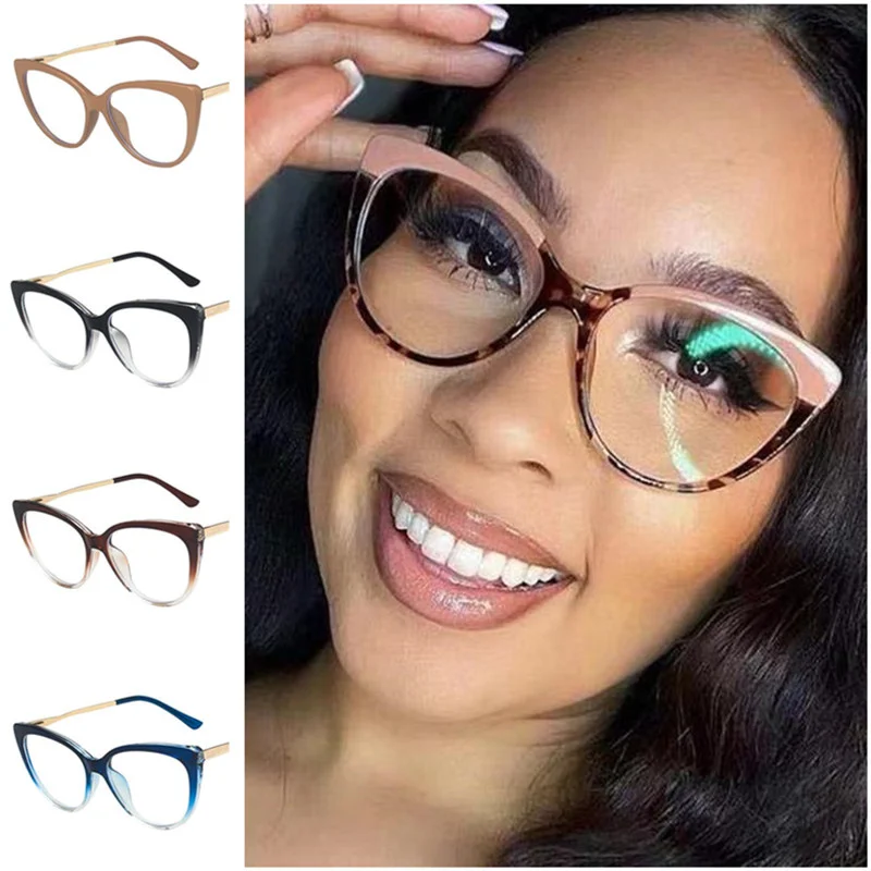 

NEW Anti-Blue LIght Glasses Women Optical Eyeglass Anti-UV Spectacles Cat Eye Eyewear Gradient Frame Spectacles 9 Colors