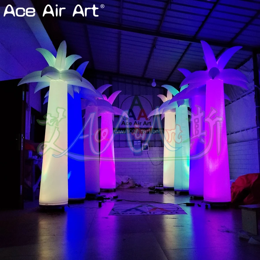 4 PCS Cheapest Inflatable Palm Tree Chamaerops for Yard Decoration Plant Model with Colorful LED Light by Ace Air Art