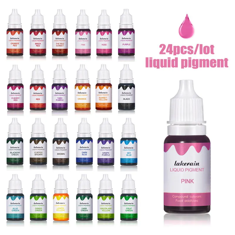 

24Pcs High Color Rendering Liquid Pigment for Lip Gloss DIY Lipgloss Base Epoxy Slime Sugar Ice Cream Bake Wholesale