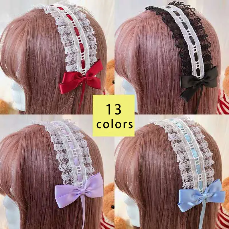 lolita headband hair accessories hair accessories sweet lace headband KC dark ribbon bow