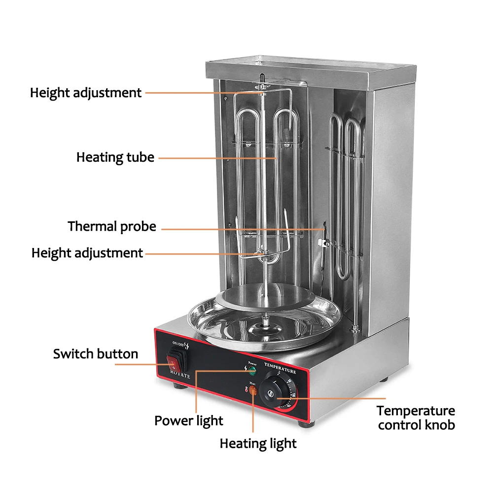 ITOP-Parrilla Eléctrica para Doner Kebab, máquina de Shawarma, parrilla de barbacoa giratoria automática para tubería de calefacción comercial para