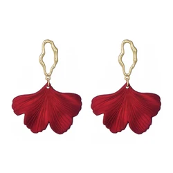 Trendy Korean Dangle Earrings for Women Vintage Statement Jewelry Geometric Flower Earring Ginkgo Bohemian Acrylic Drop Earings