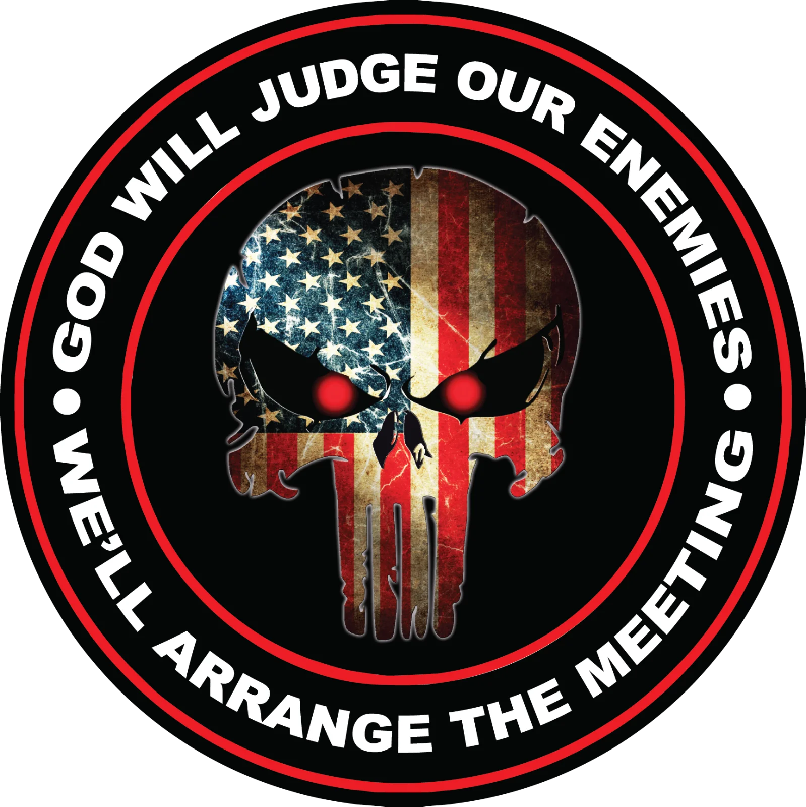 

Hot Sell God Will Judge Our Enemies Decal Suitable for SUV, RV, 4x4,Motorcycles,Punisher Car Window Body Decorative Stickers