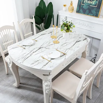 Oval PVC Tablecloths 1.0mm/1.5mm Thick Soft Glass Crystal Boards Placemats Waterproof Fabric Table Cloth Dining Table Covers Mat