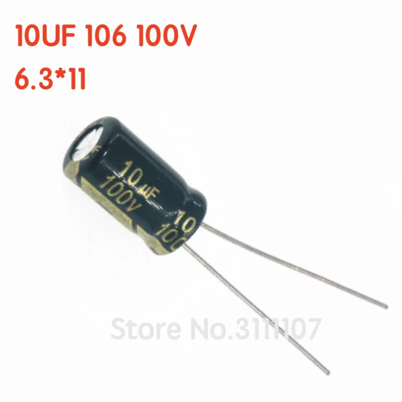 

20PCS/LOT 10uF 106 100V 6.3*11 Aluminum electrolytic capacitor 6.3*11 Electrolytic Capacitor 100v 10uf 106