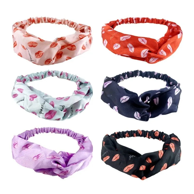 Women Headband Cross Top Knot Elastic Hair Bands Soft Printed Girls Hairband Hair Accessories