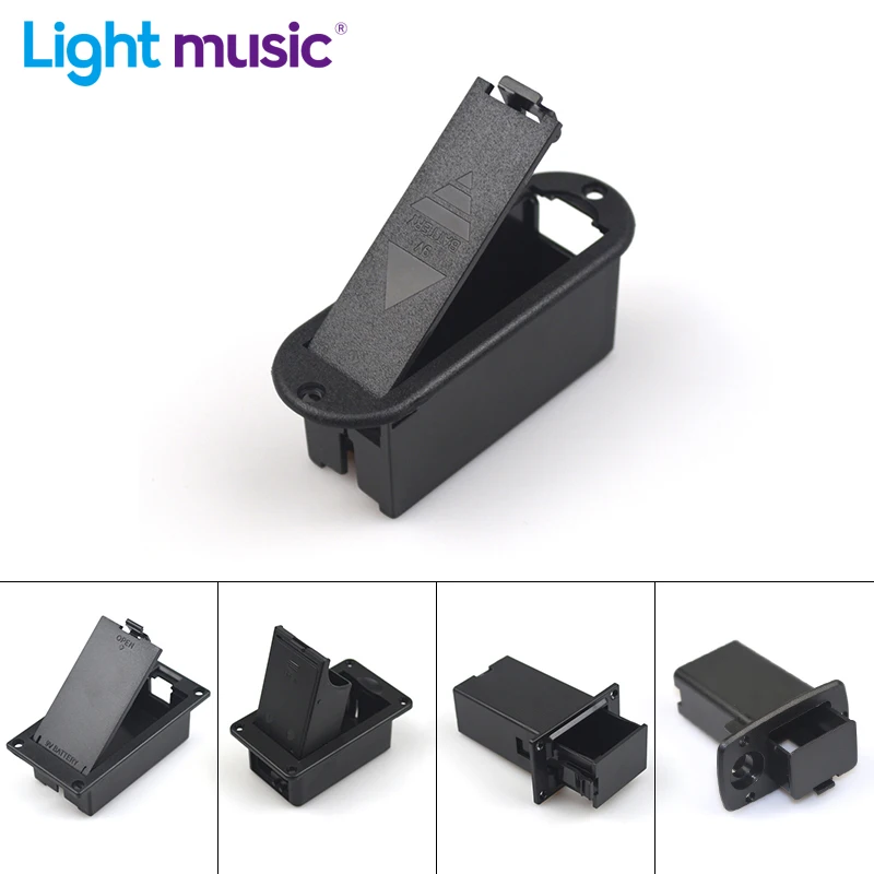 Free Shipping 9V Battery Case Flat Mounting 9v Batteries Holder Cover Box for Active Guitar Bass Pickup with 5 Styles