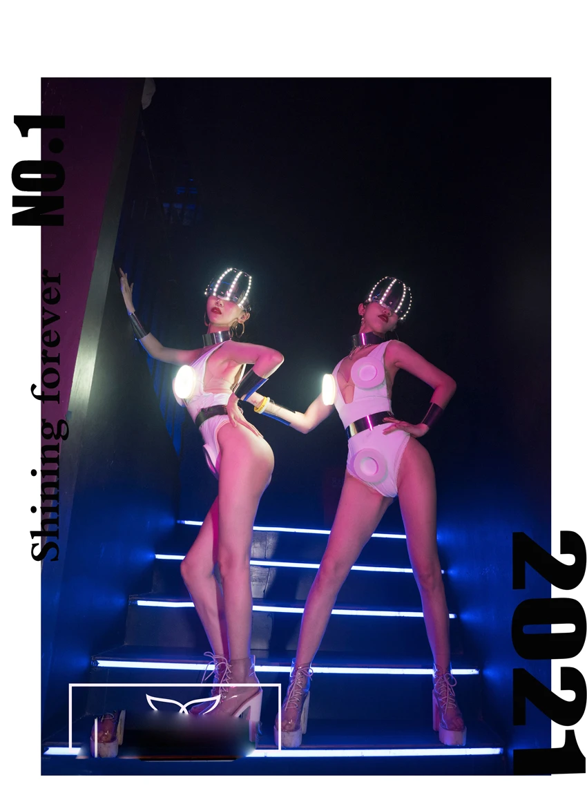 

Sexy women gogo Stage Performance dance costume led light costumes dj party outfit show wear